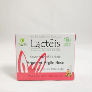 Savon au lait d&rsquo;ânesse frais 40% de lait (Argan et argile rose- sans huiles essentielles)