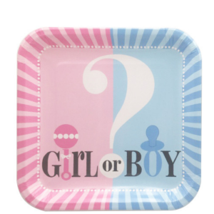 8 assiettes en carton bleu et rose pour baby shower