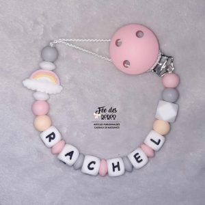 Attache tétine personnalisée silicone arc-en-ciel
