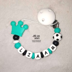 Attache tétine personnalisée silicone ballon bleu turquoise