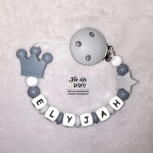 Attache tétine personnalisée silicone couronne