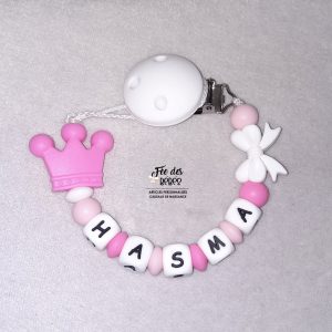 Attache tétine personnalisée en silicone nœud papillon