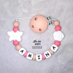 Attache tétine personnalisée silicone papillon