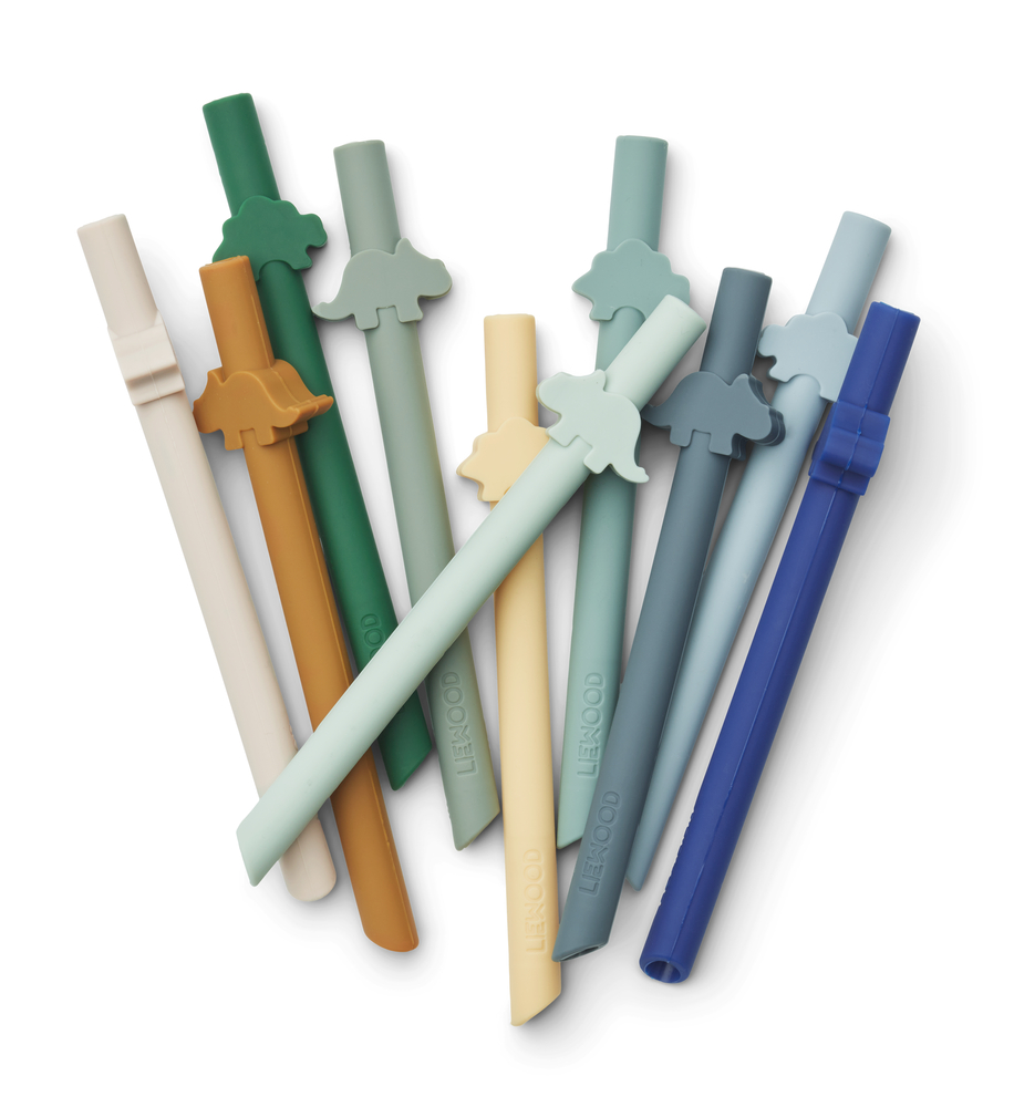 Lot de 10 pailles dinosaures blue Badu