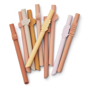 Lot de 10 pailles animaux rose Badu