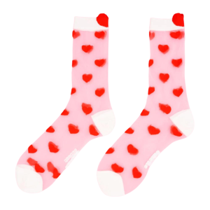 Chaussettes transparentes coeur rouge