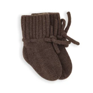 Chaussons en laine de mérinos marron