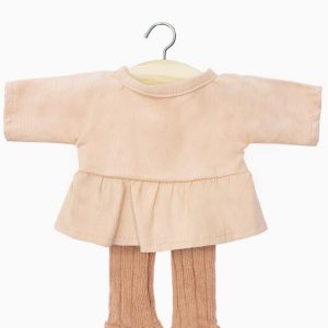 Ensemble top Ophelia en milleraie saumon + collant Chloé