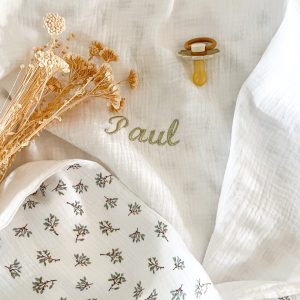 Couverture été double gaze fleurie