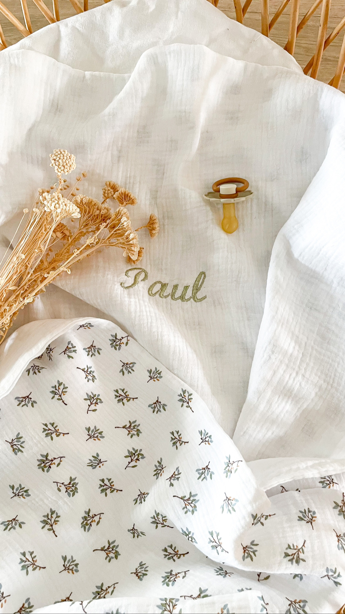 Couverture été double gaze fleurie