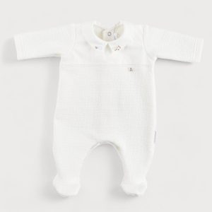 Combi brodée d’un avion en jersey gaufré et col – Théophile et Patachou