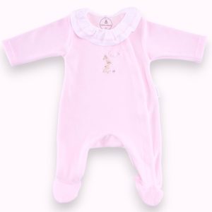 Combi velours col volant Rose – Théophile et Patachou