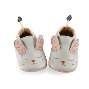Chaussons cuir Lapin gris Après la pluie