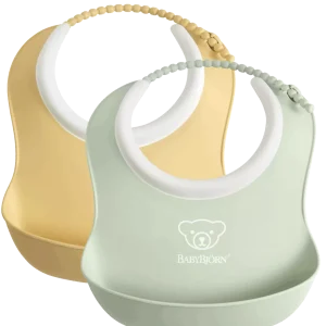Mini Bavoir, lot de 2 Jaune Pastel / Bleu Pastel Babybjorn