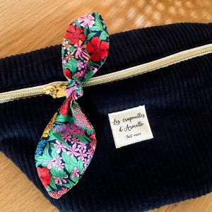 Sac banane velours marine et liberty