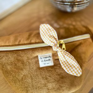 Sac banane velours camel et vichy