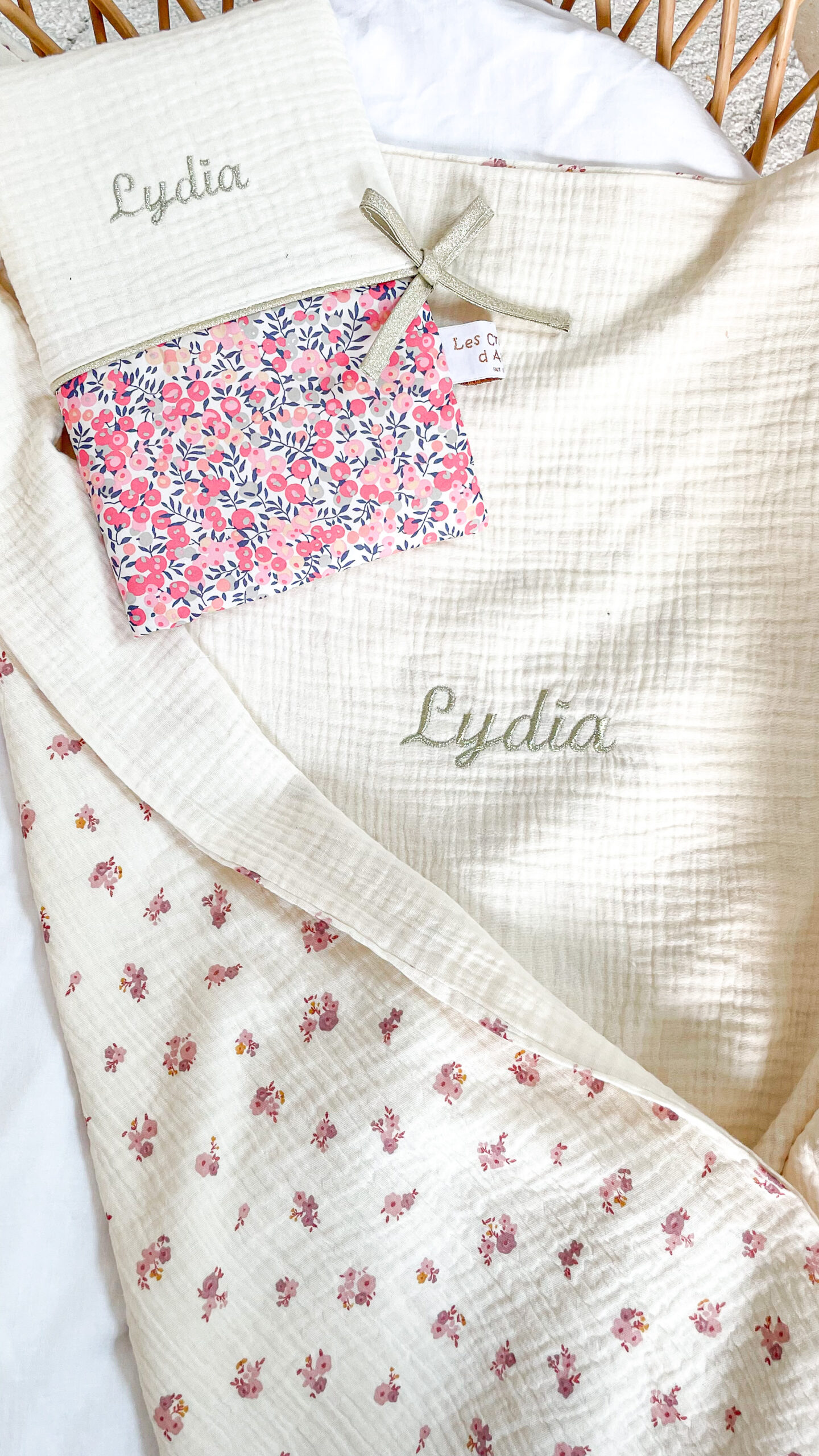 Couverture été double gaze fleurie – Image 3