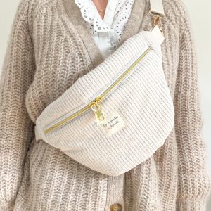 Sac banane velours ecru