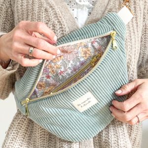 Sac banane en velours Vert d&rsquo;eau