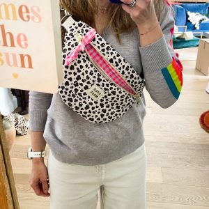 Sac banane Léopard et vichy fluo rose