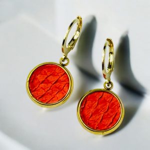 Lilie – Boucles d’Oreilles en Cuir de Saumon