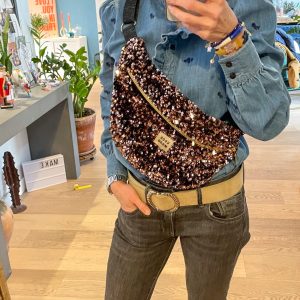 Sac banane à sequins bronze