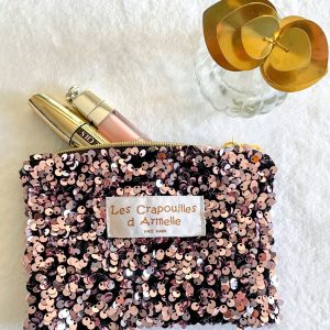 Porte monnaie à sequin roses