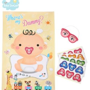 JEU BABY SHOWER: Poster de bébé avec tétines autocollantes
