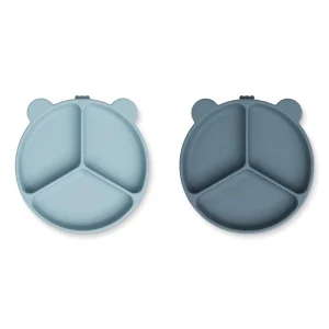 Lot de 2 assiettes divider à ventouse bleu Stacy