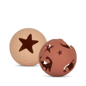 Lot de 2 balles de préhension dinosaures rose