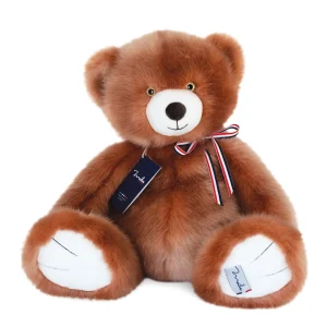 Peluche marron glacé France – L’Ours Maïlou élégant