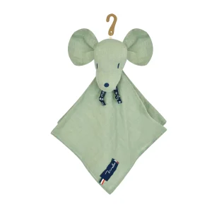 Doudou Souris vert sauge – Collection Perlipopette 100% lin