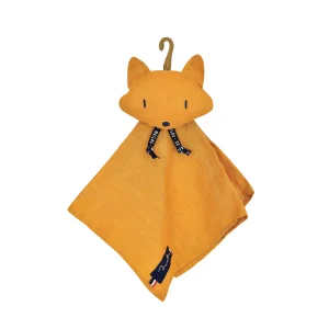 Renard safran 100% lin – Doudou Perlipopette fait main