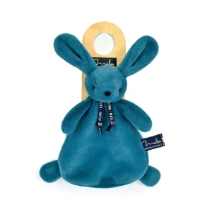 Doudou lapin bleu minéral fait main – Collection Dorlotin