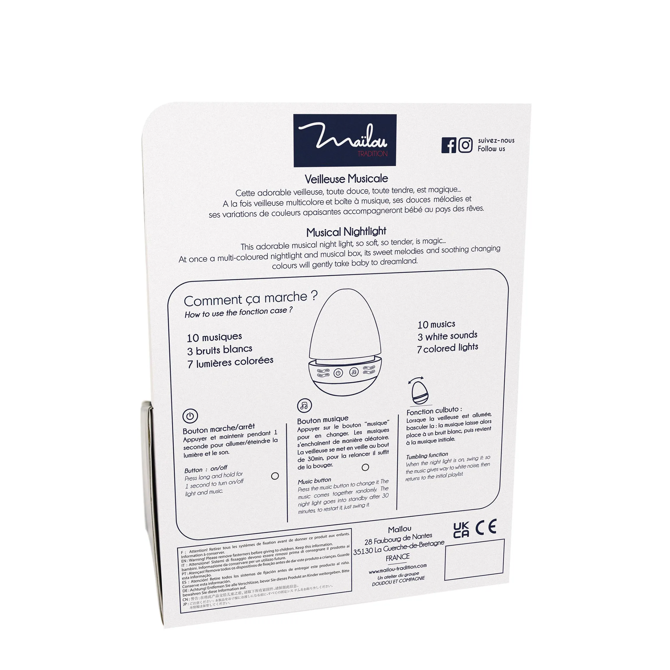 Veilleuse Musicale Renard Roux – doudou lumineux 16 cm – Image 5