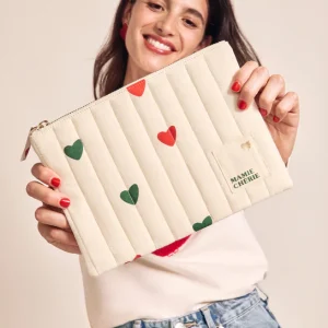 Pochette mamie chérie coeurs crème