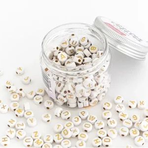 Perles Lettres blanc doré