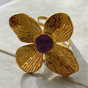 Assia – Bague réglable en Cuir de Poisson