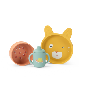 Set vaisselle silicone Trois petits lapins – Moulin Roty