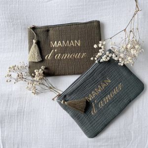 Pochette « Maman d&rsquo;amour » gaze de coton