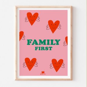 Affiche family first – coeurs