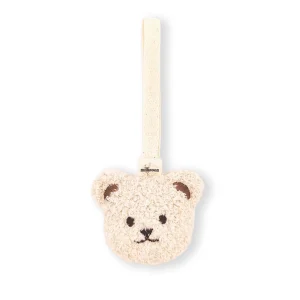Attache tétine ourson moumoute crème