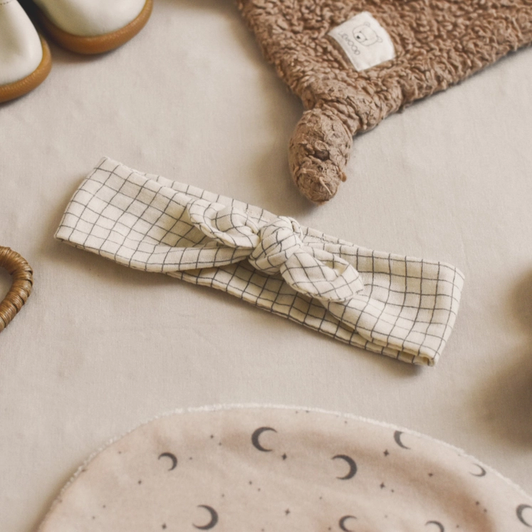 Bandeau en gaze de coton carreaux – Image 2