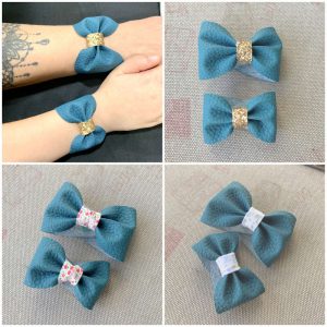 Bracelet NOEUD MANCHETTE bleu mère fille <<<<>>>>