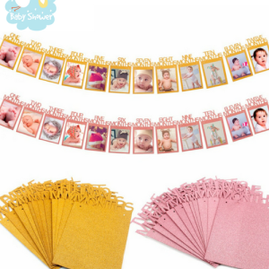 Décoration baby shower: Frise 12 photos à compléter pendant la première année de bébé
