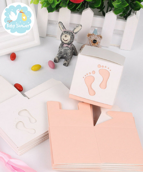 10 boites à dragées roses motif empreinte