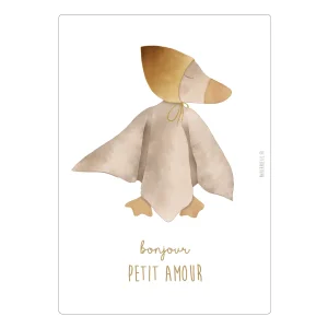 Carte Bonjour petit amour – oie