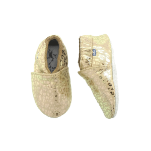 CHAUSSON CUIR BEBE | Leopard Or