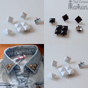 Lot de 10 clous à griffes pyramides NOIR ET BLANC