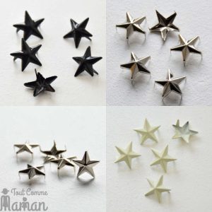 Lot de 10 clous étoiles à griffes NOIR ET BLANC